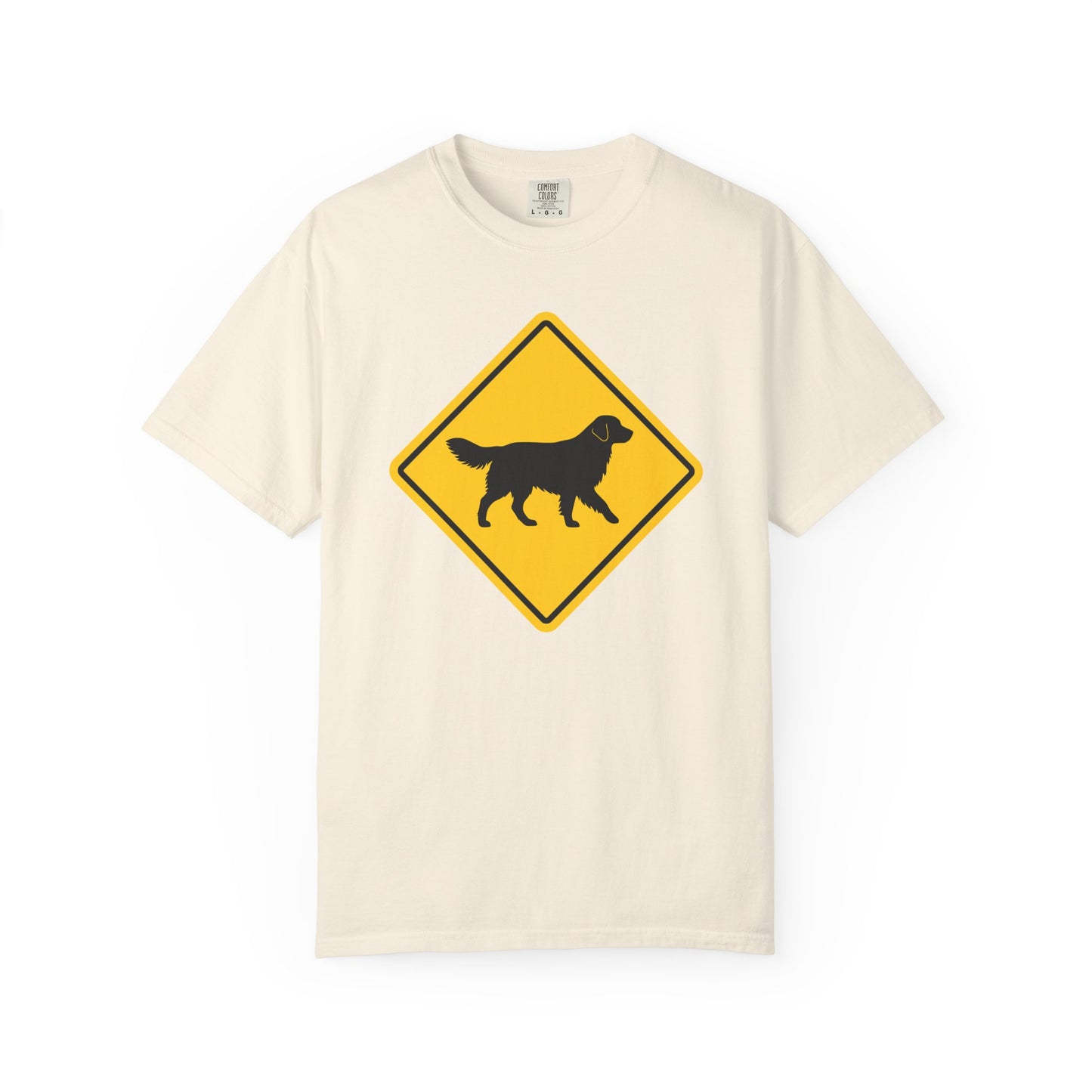Golden Retriever Dog Crossing T-Shirt in Ivory from When Dogs Fly