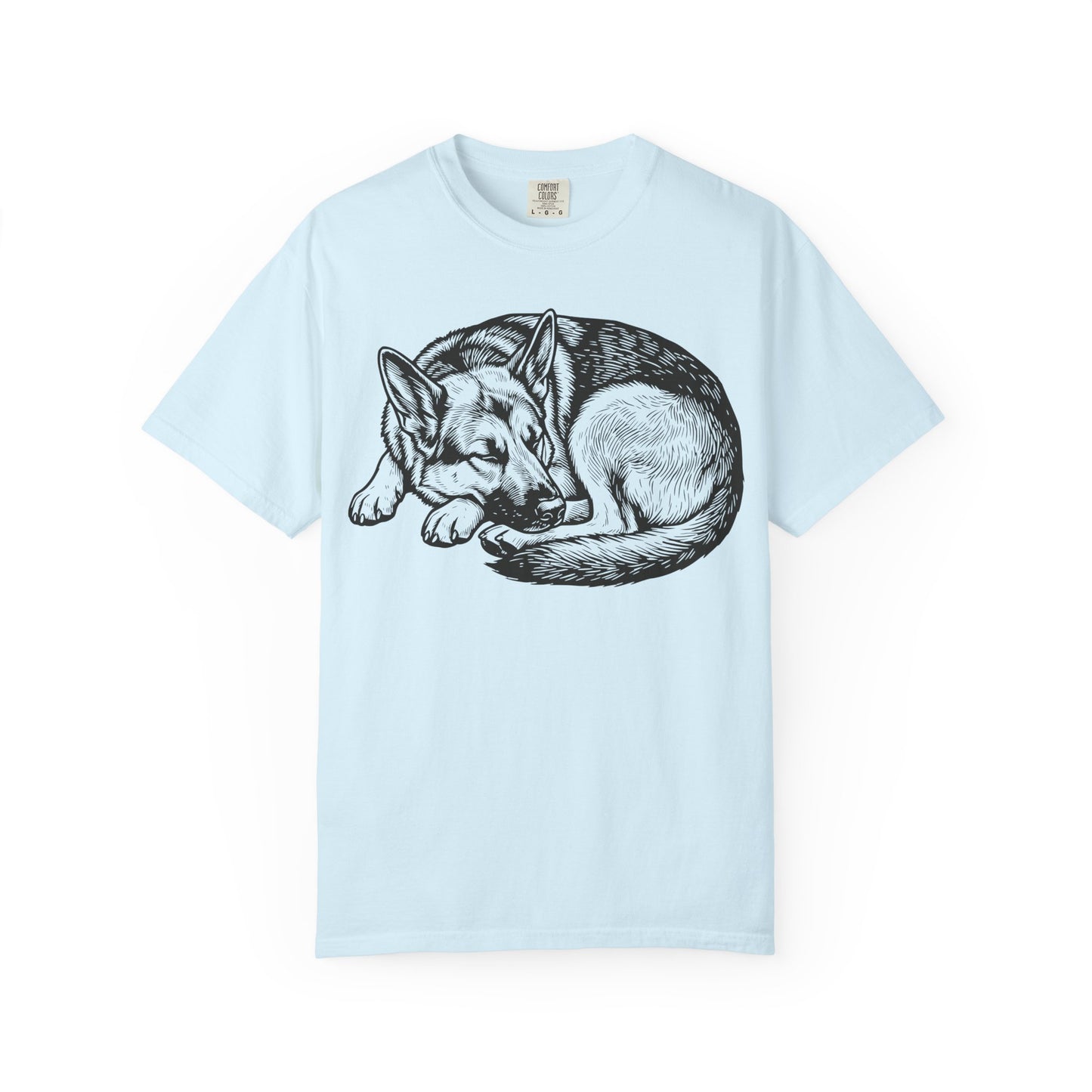 Cozy Nap Time German Shepherd T-Shirt in Chambray from When Dogs Fly