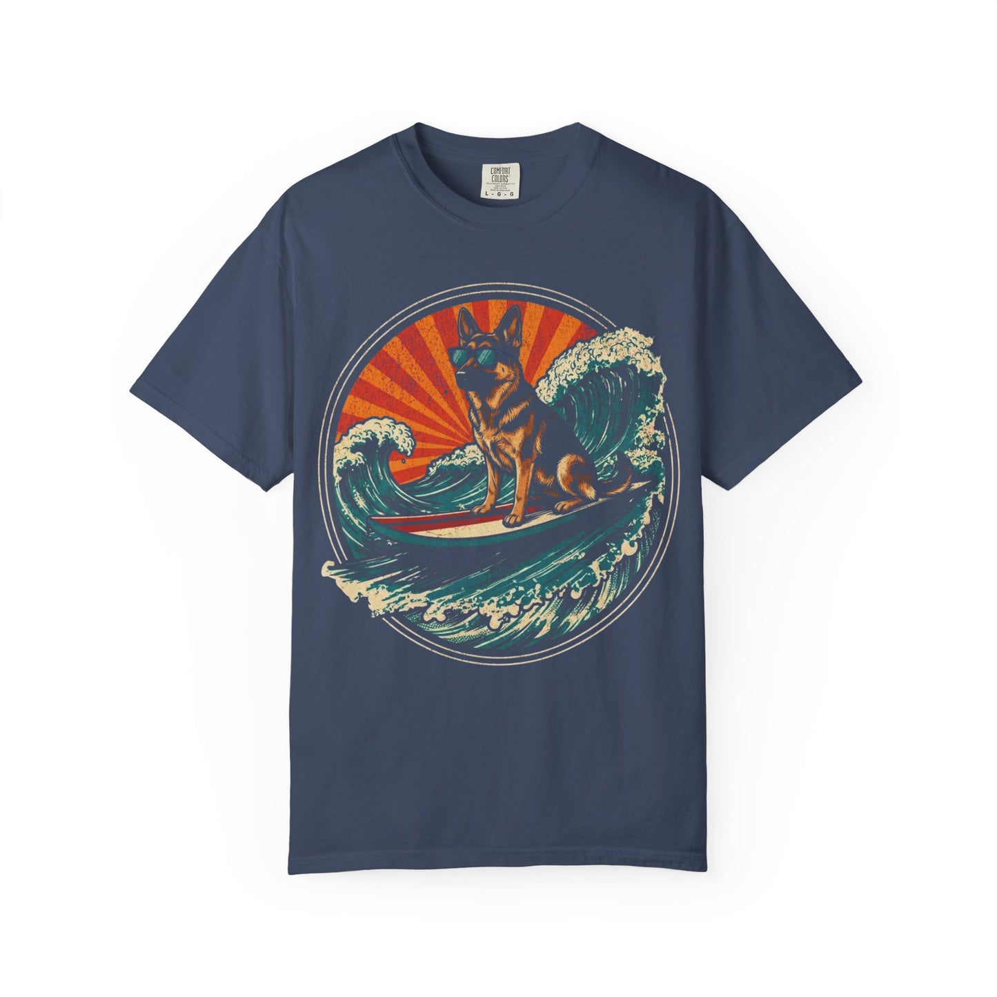 Surf's Up, German Shepherd T-Shirt in Midnight from When Dogs Fly