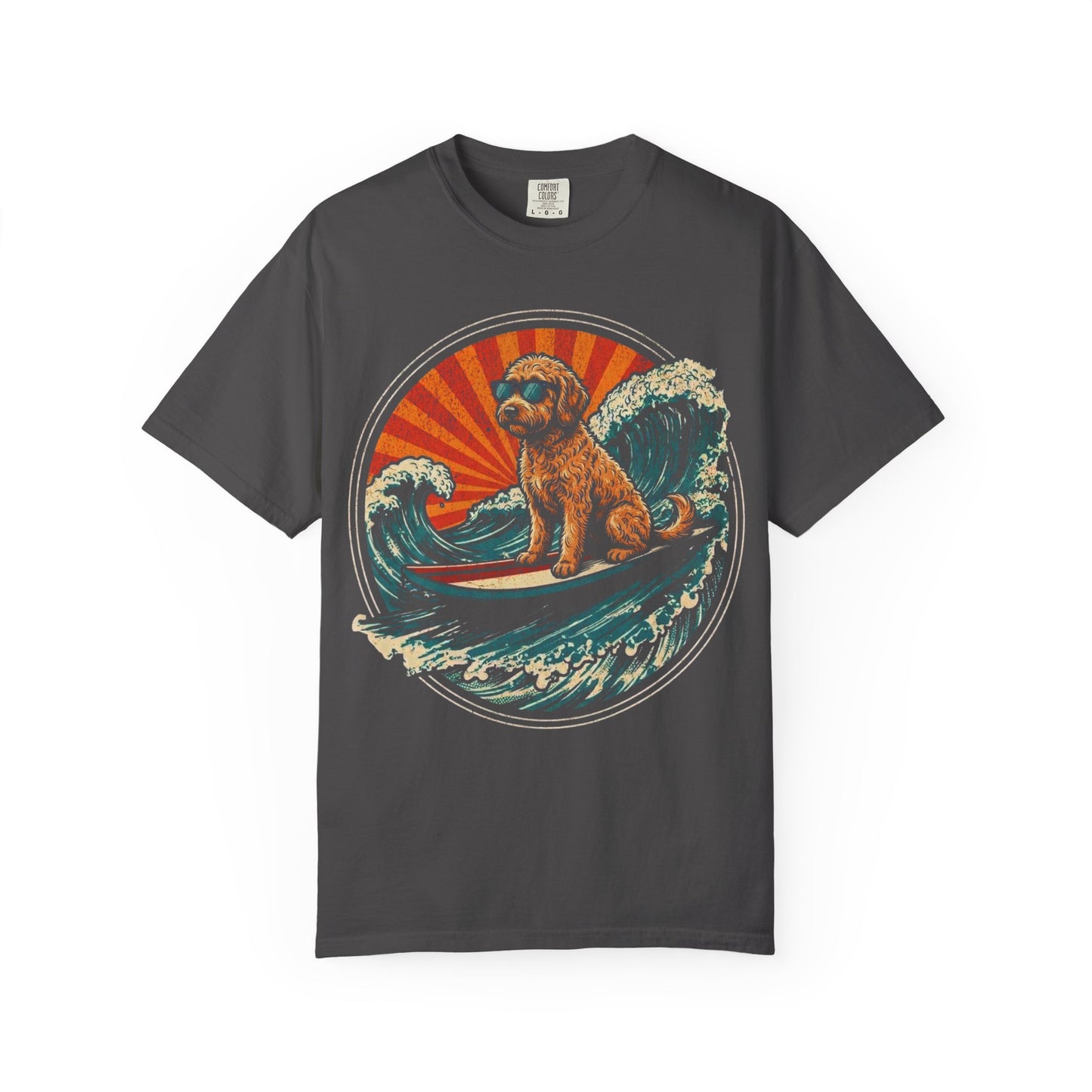Surf's Up, Labradoodle T-Shirt in Graphite from When Dogs Fly