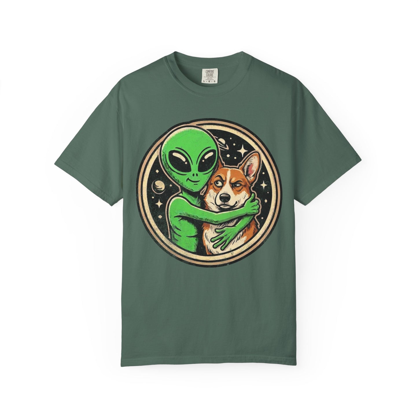Every Alien Needs a Corgi T-Shirt in Blue Spruce from When Dogs Fly