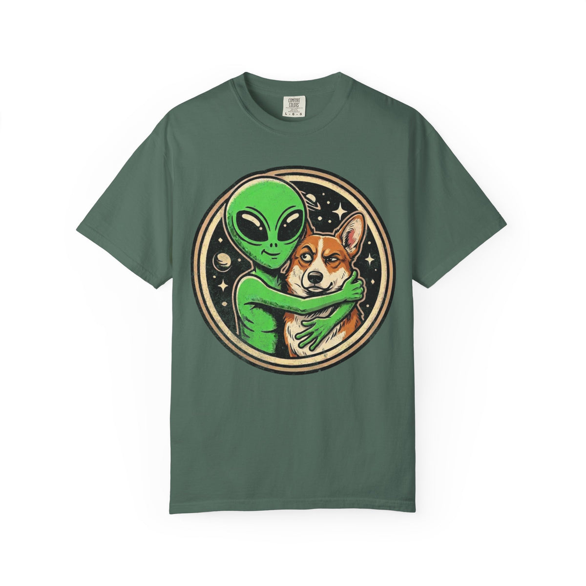 Every Alien Needs a Corgi T-Shirt in Blue Spruce from When Dogs Fly