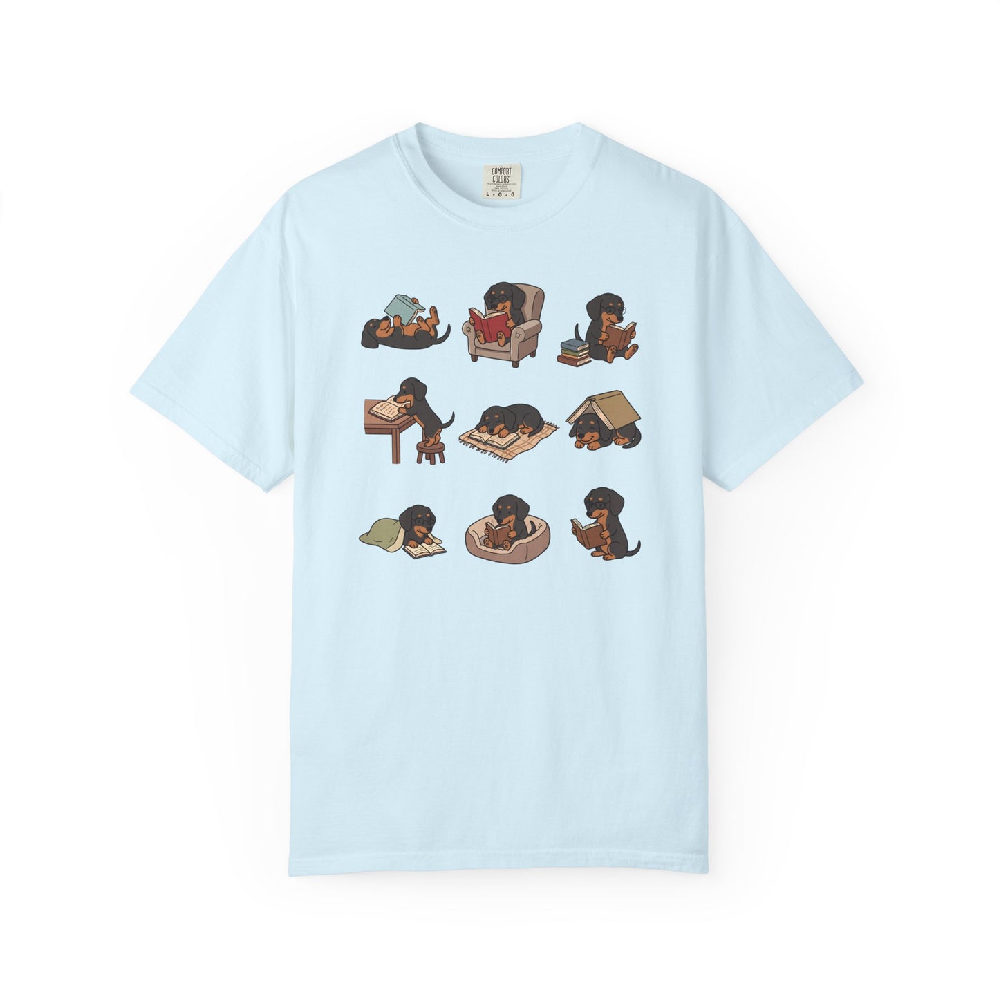 Dachshund Book Club T-Shirt in Chambray from When Dogs Fly