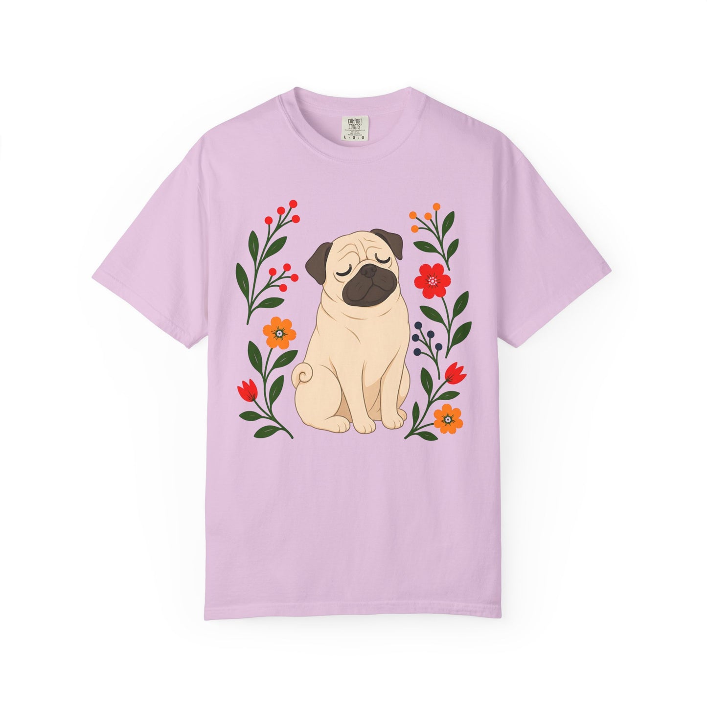 Wildflower Daydreaming Pug T-Shirt