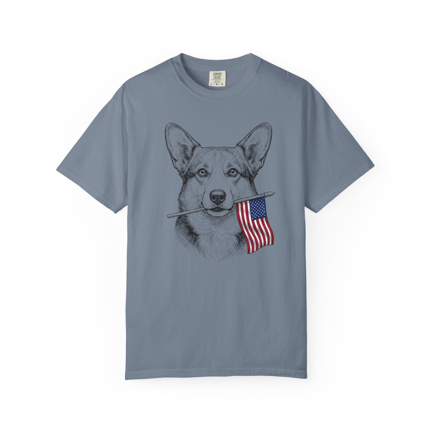 USA Flag Bearing Corgi T-Shirt