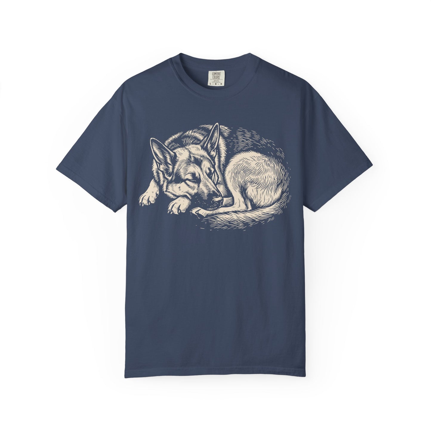 Cozy Nap Time German Shepherd T-Shirt in Midnight from When Dogs Fly