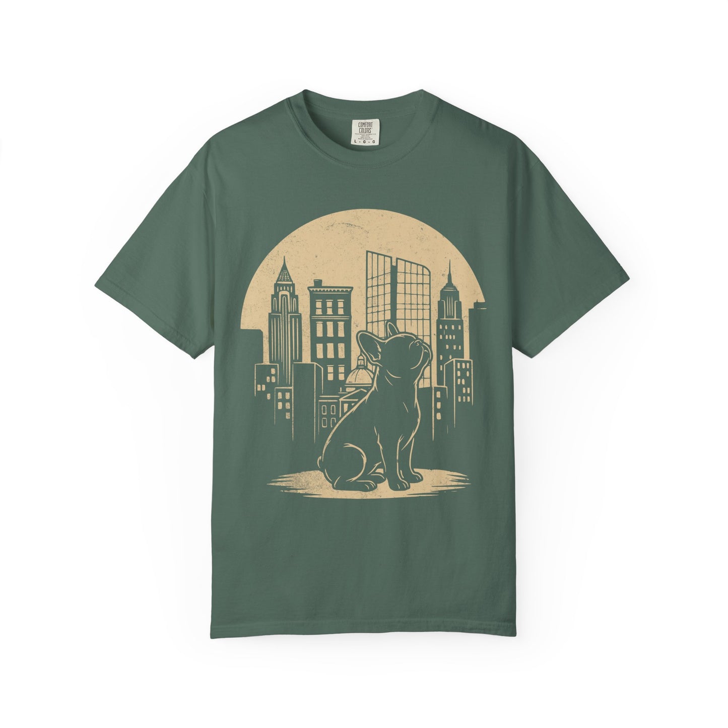Big City French Bulldog T-Shirt in Blue Spruce from When Dogs Fly