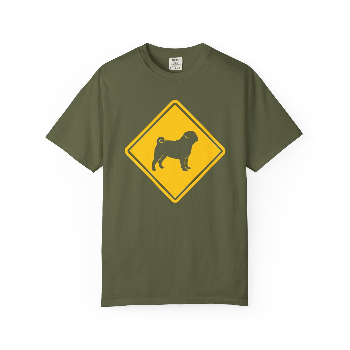 Pug Dog Crossing T-Shirt in Hemp from When Dogs Fly
