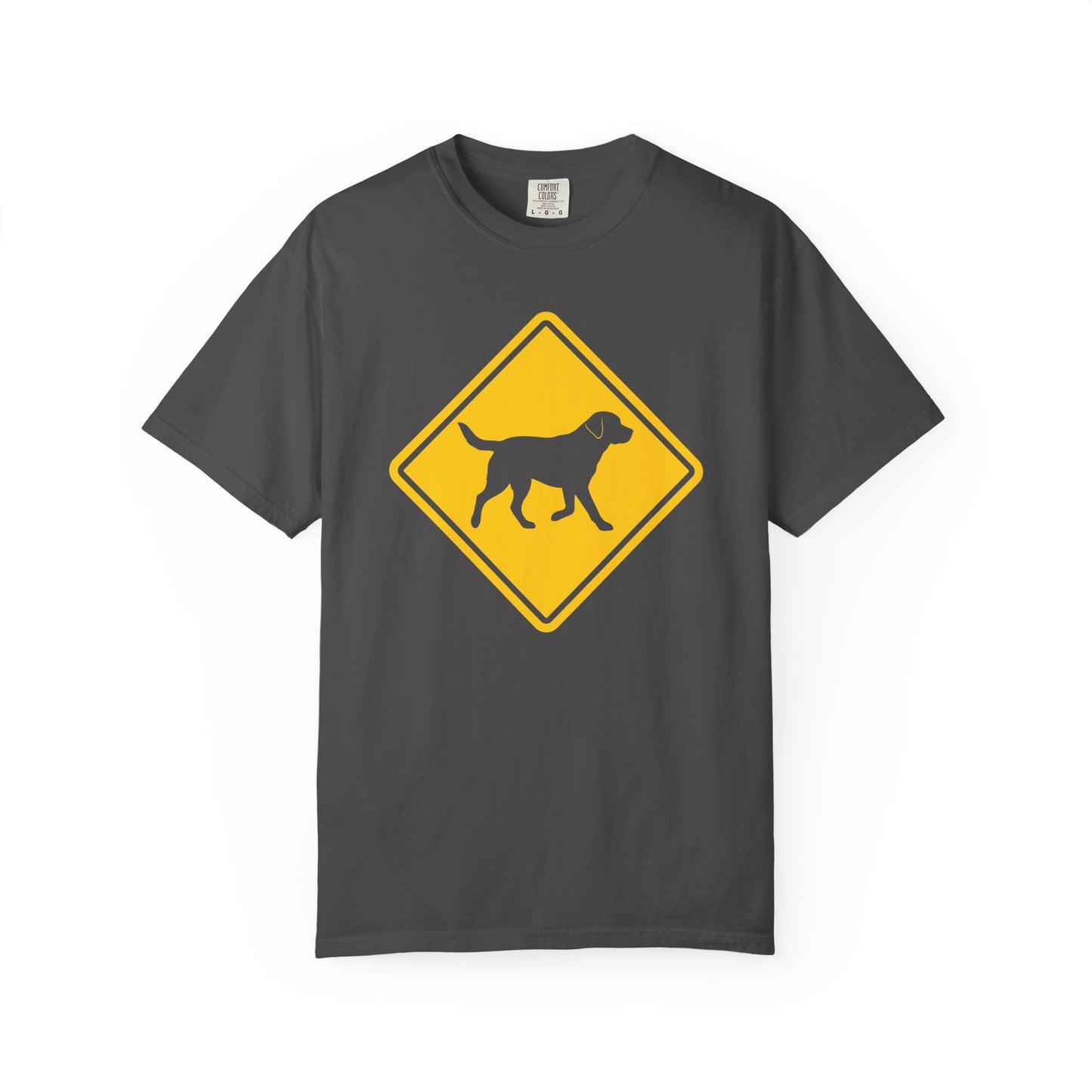 Labrador Retriever Dog Crossing T-Shirt in Graphite from When Dogs Fly