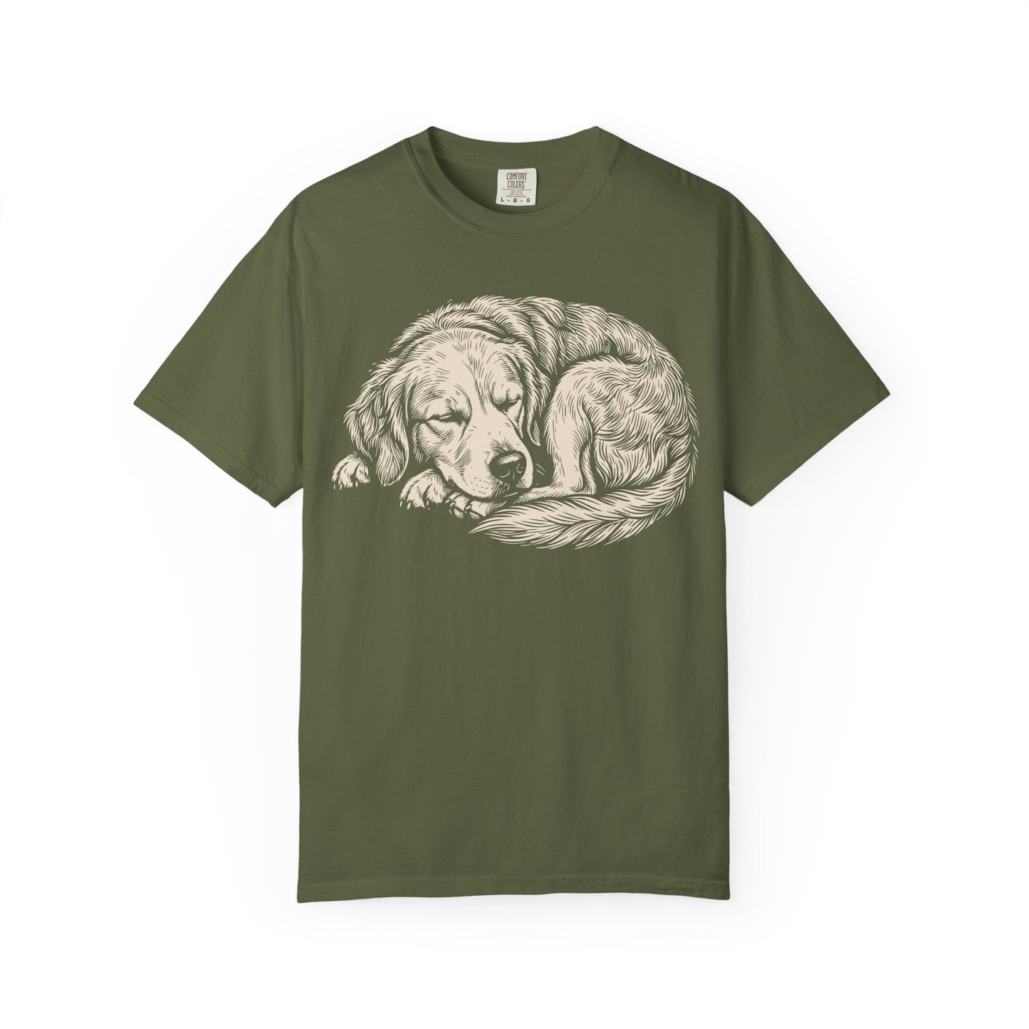 Cozy Nap Time Golden Retriever T-Shirt in Hemp from When Dogs Fly