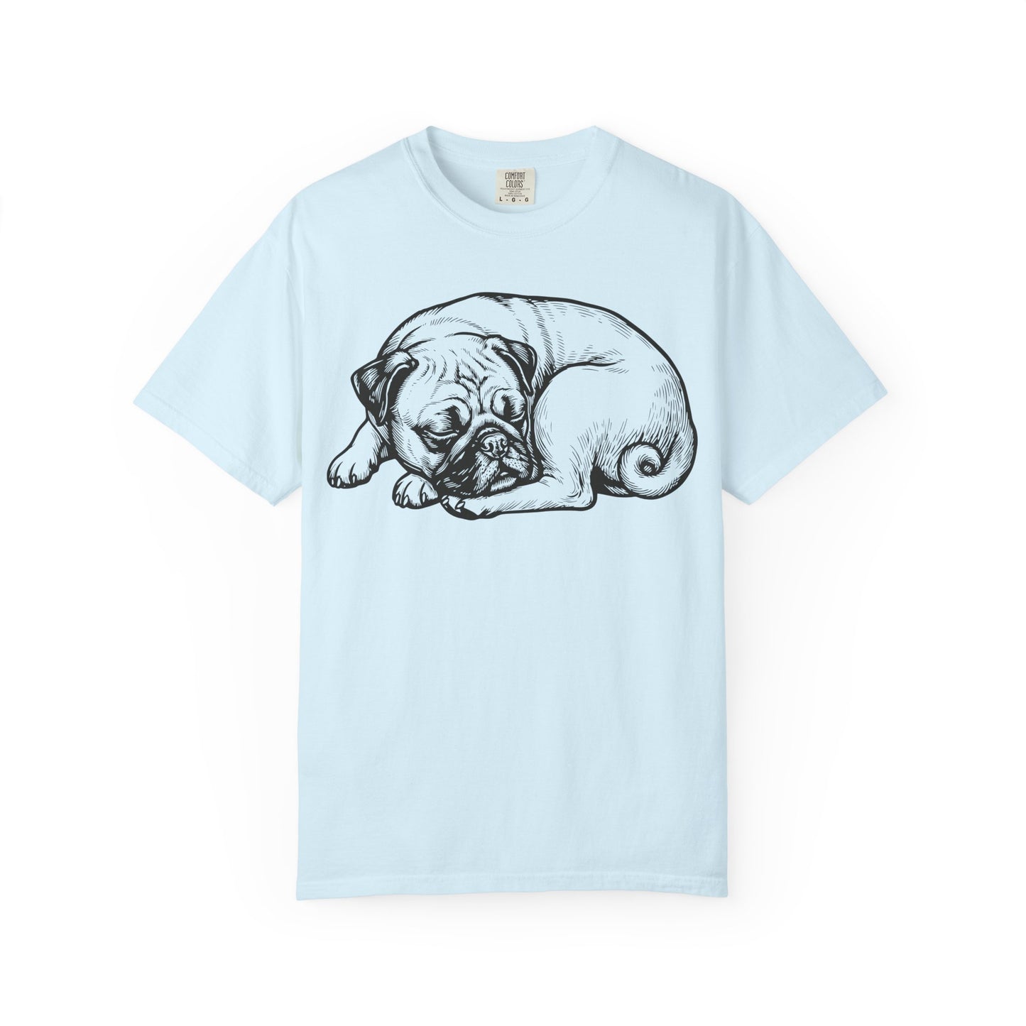 Cozy Nap Time Pug T-Shirt in Chambray from When Dogs Fly