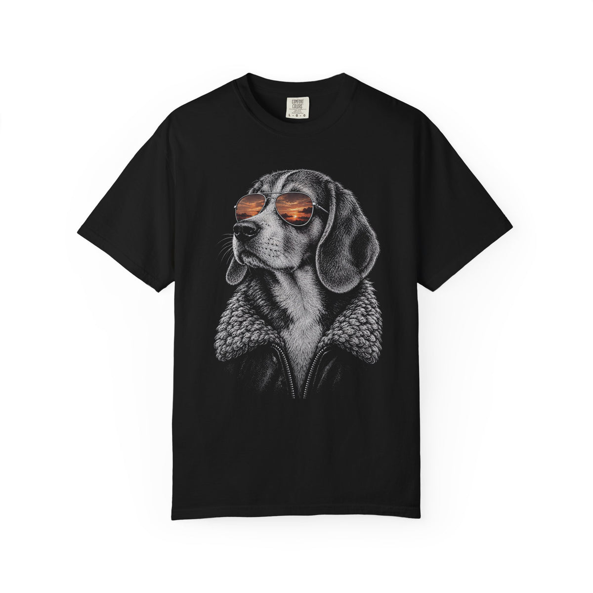 Sunset Aviator Beagle T-Shirt in Black from When Dogs Fly