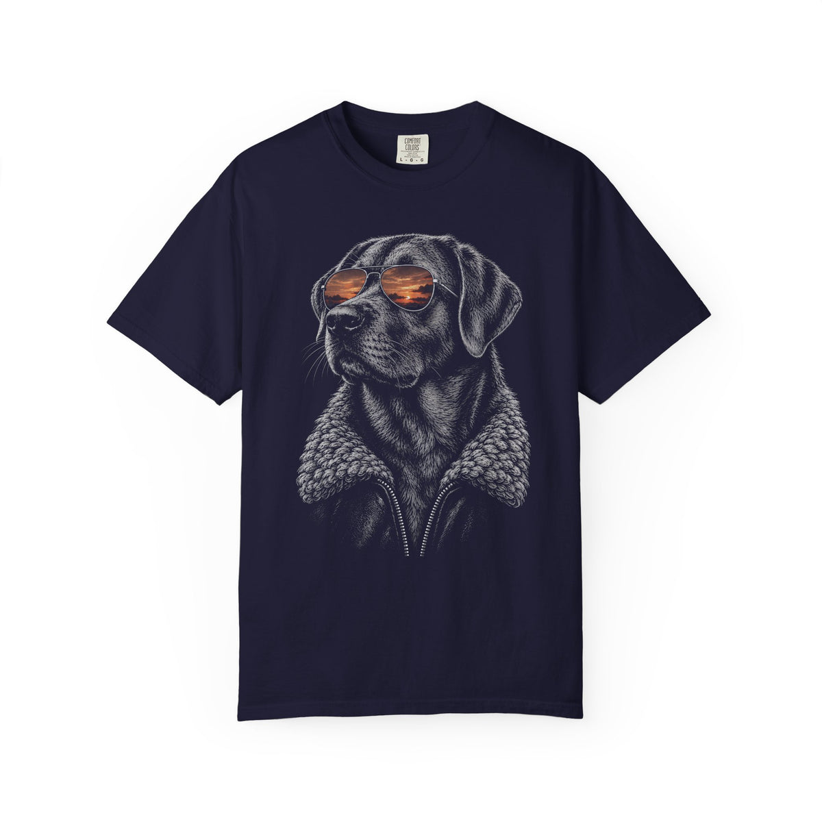 Sunset Aviator Labrador Retriever T-Shirt in True Navy from When Dogs Fly