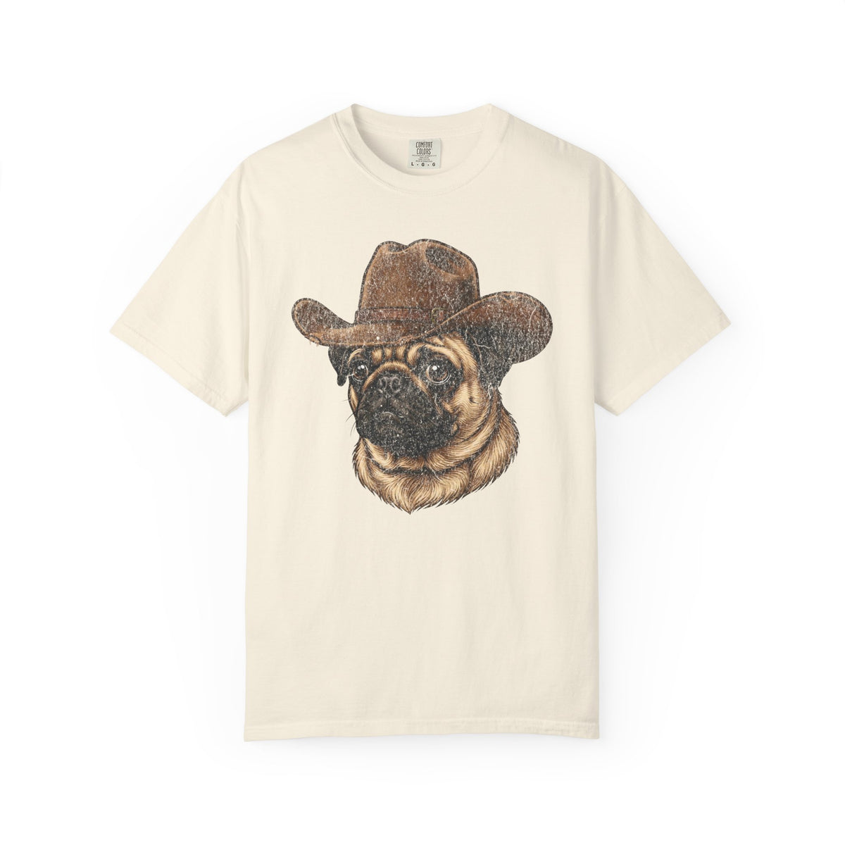 Howdy Pug T-Shirt in Ivory from When Dogs Fly
