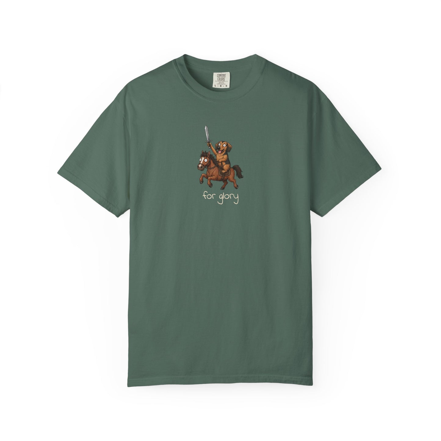 For Glory Dachshund T-Shirt in Blue Spruce from When Dogs Fly