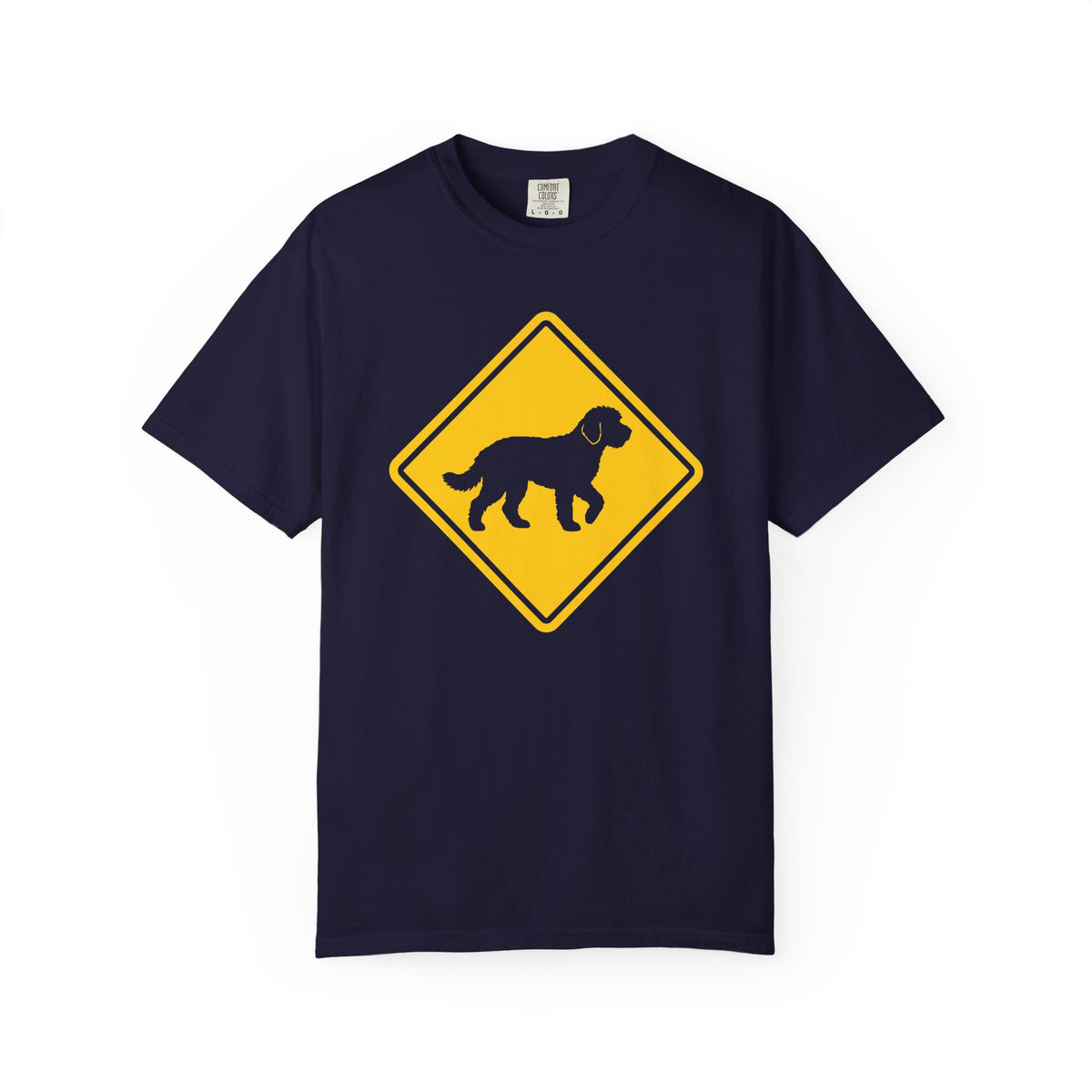Labradoodle Dog Crossing T-Shirt in True Navy from When Dogs Fly