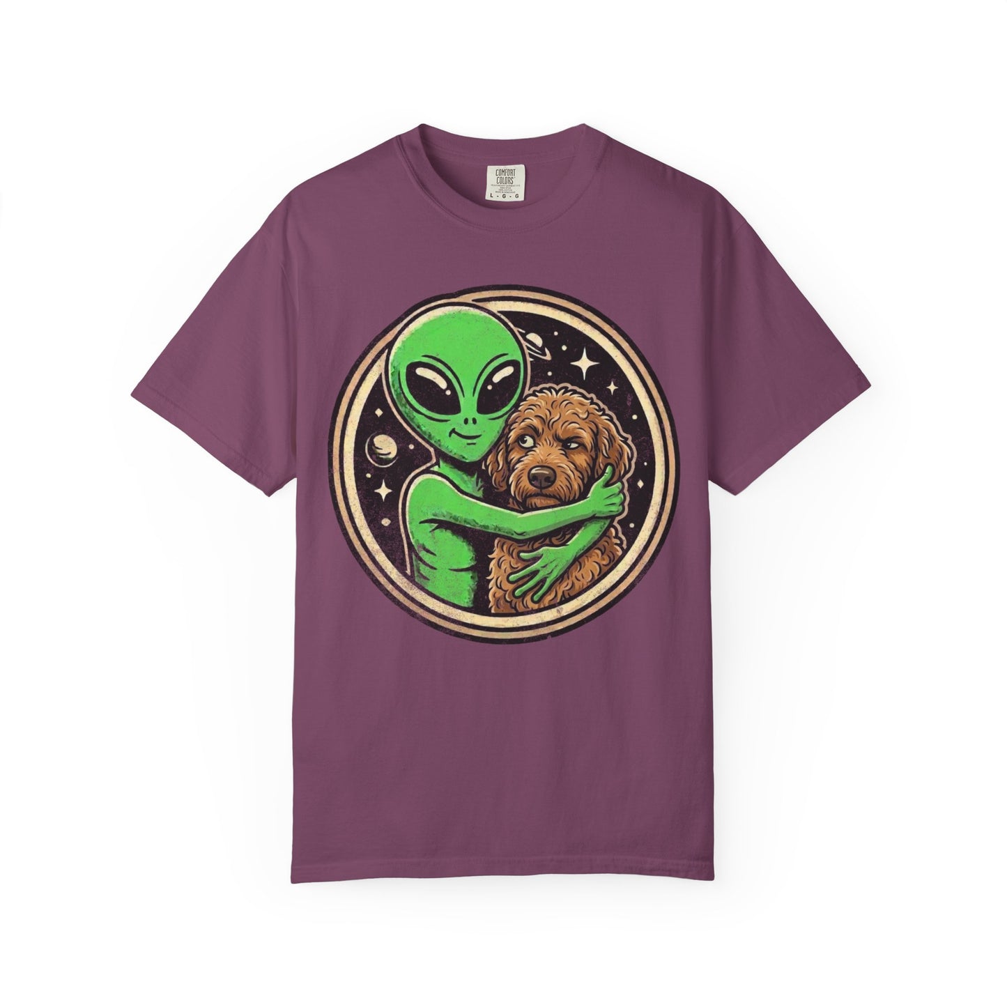 Every Alien Needs a Labradoodle T-Shirt in Berry from When Dogs Fly