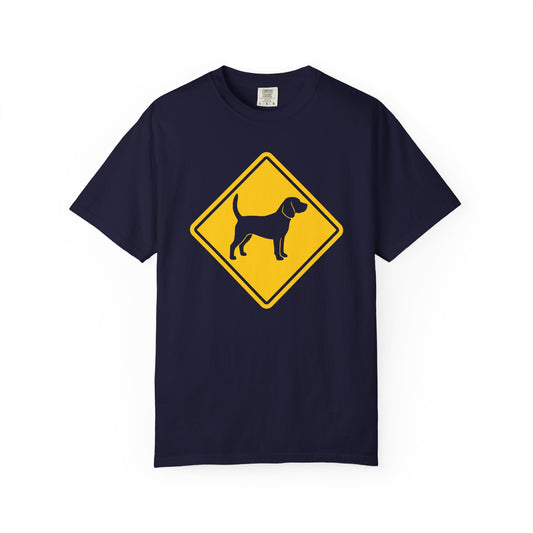 Beagle Dog Crossing T-Shirt in True Navy from When Dogs Fly