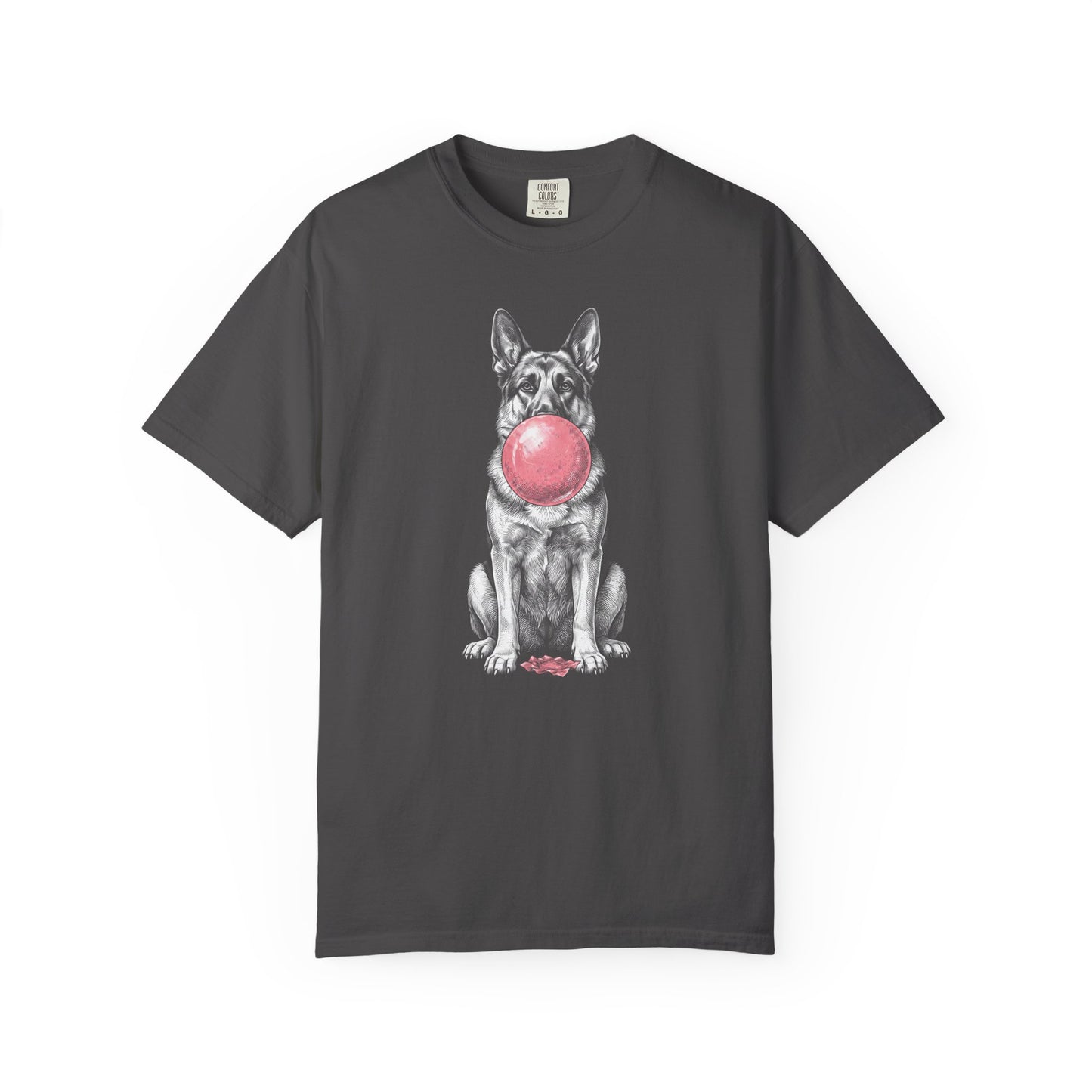 Bubblegum German Shepherd T-Shirt in Graphite from When Dogs Fly