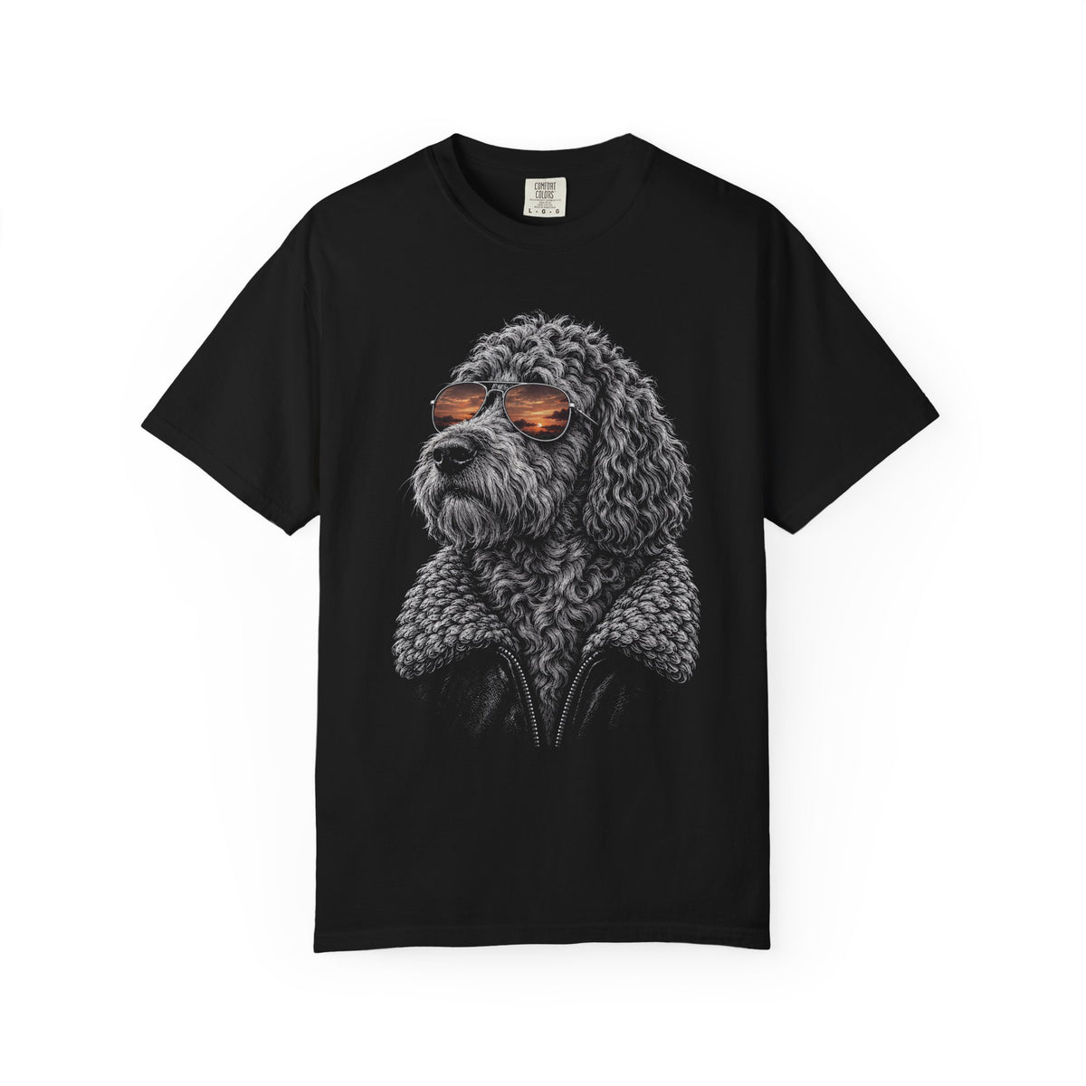 Sunset Aviator Doodle T-Shirt in Black from When Dogs Fly
