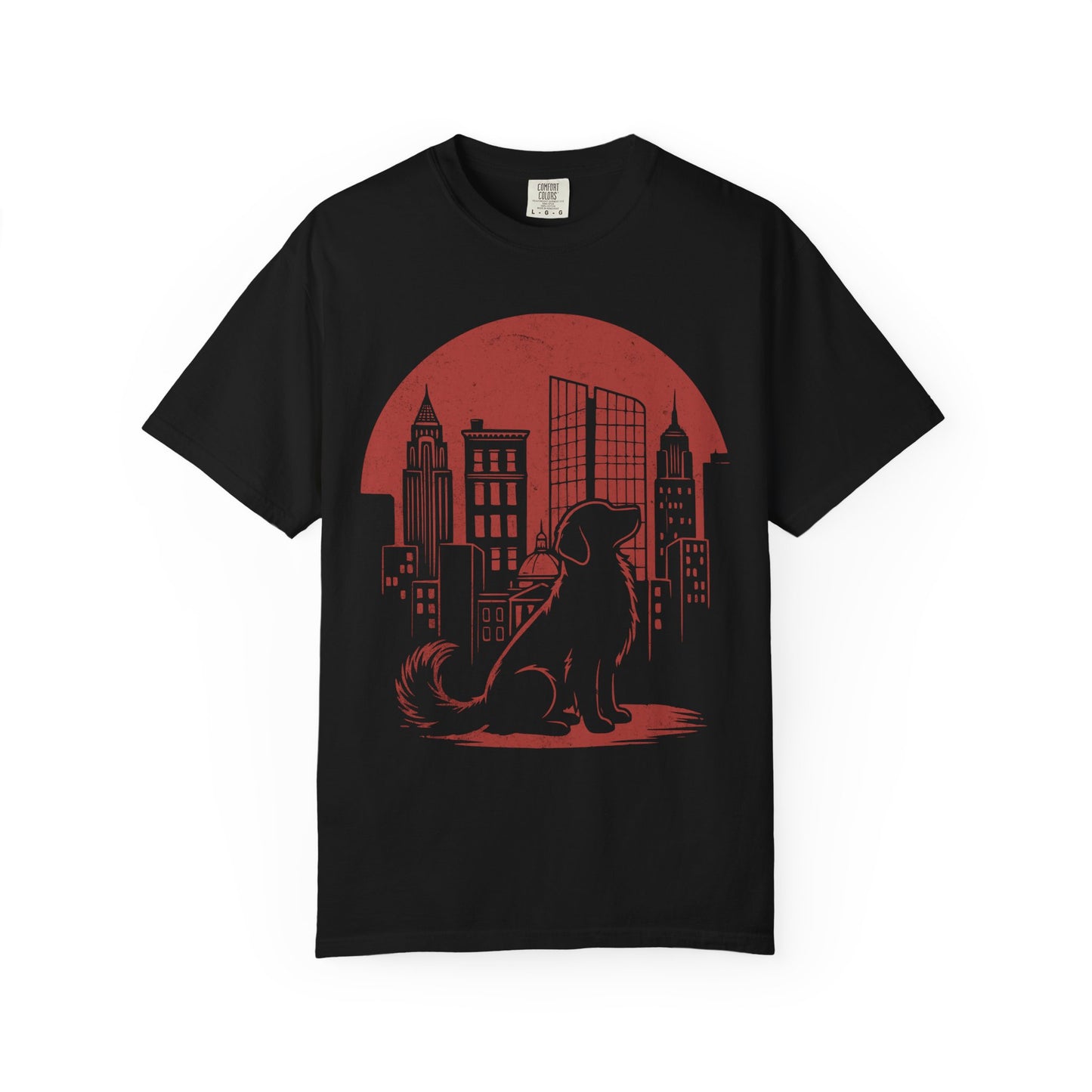 Big City Golden Retriever T-Shirt in Black from When Dogs Fly