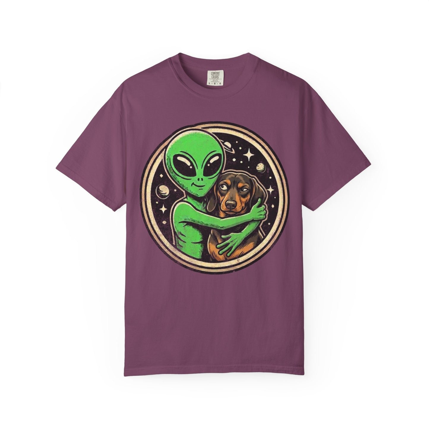 Every Alien Needs a Dachshund T-Shirt in Berry from When Dogs Fly