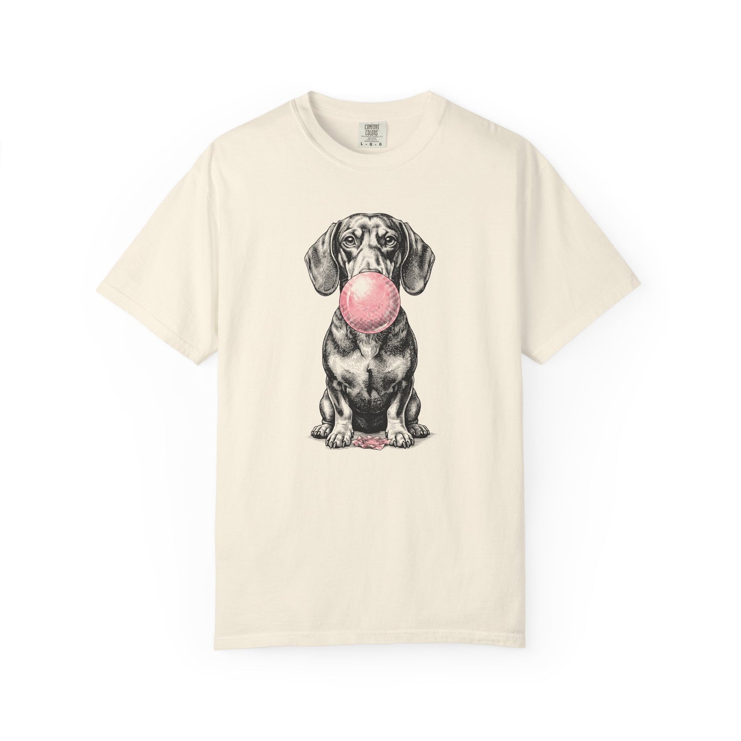 Bubblegum Dachshund T-Shirt in Ivory from When Dogs Fly