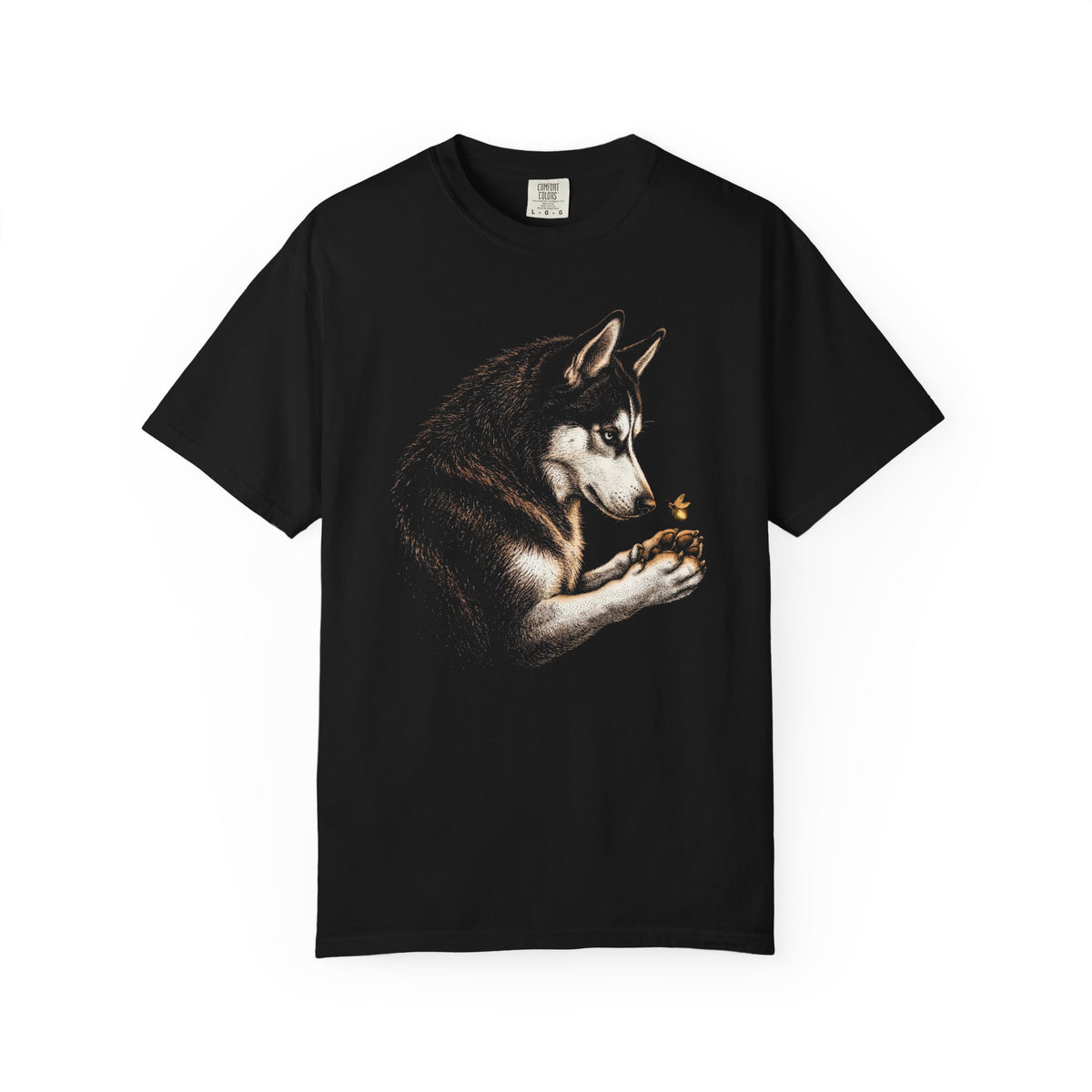 Hello Firefly Siberian Husky T-Shirt in Black from When Dogs Fly