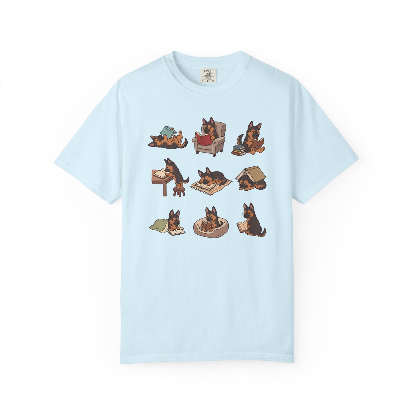German Shepherd Book Club T-Shirt in Chambray from When Dogs Fly