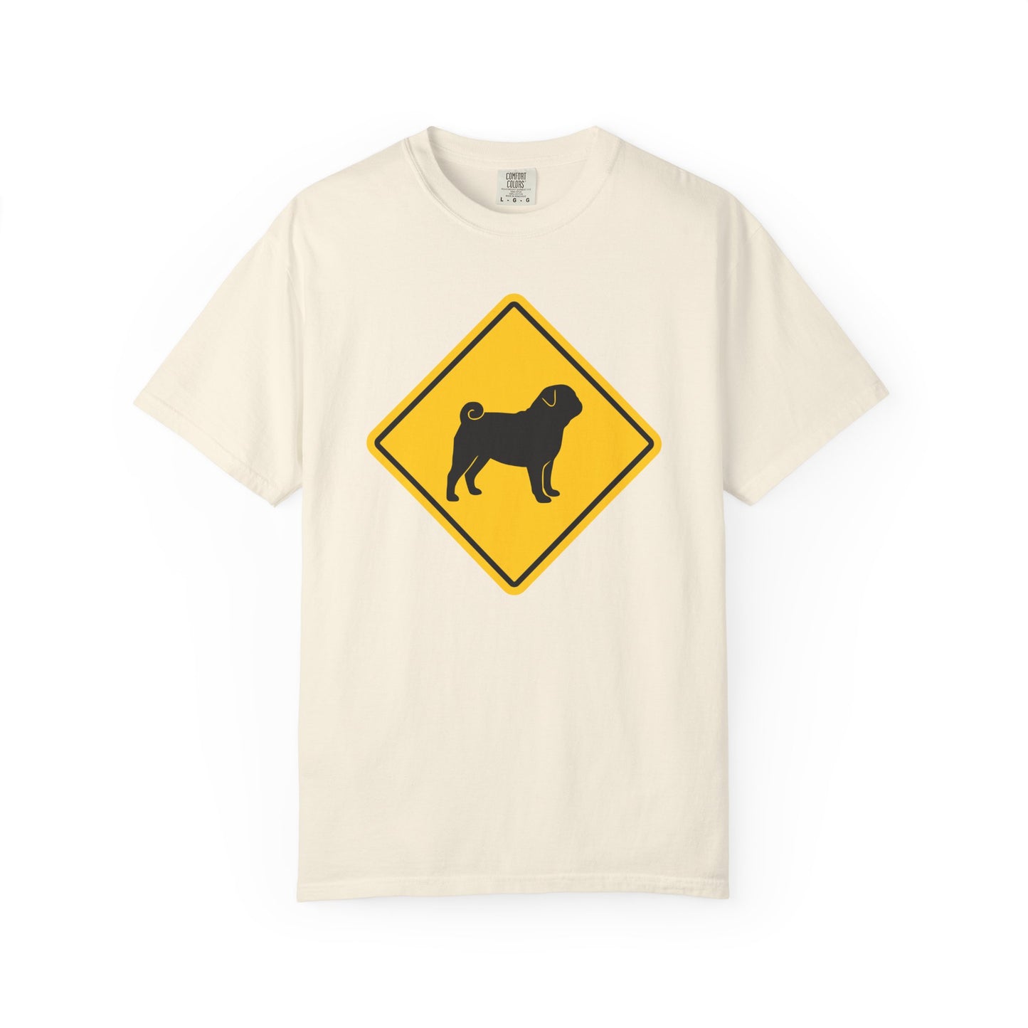 Pug Dog Crossing T-Shirt in Ivory from When Dogs Fly