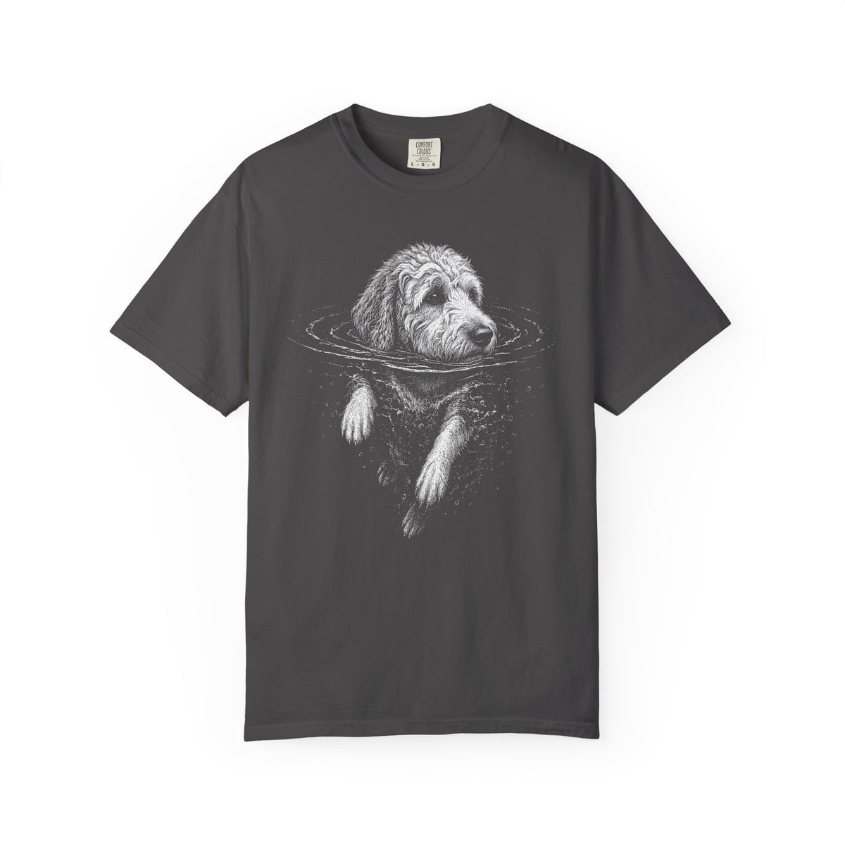 Labradoodle Dog Paddle T-Shirt in Graphite from When Dogs Fly
