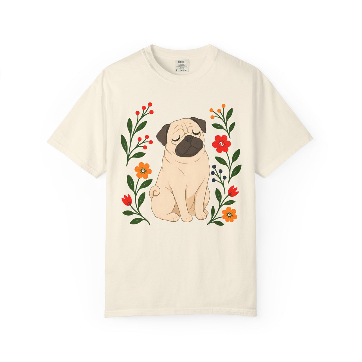Wildflower Daydreaming Pug T-Shirt