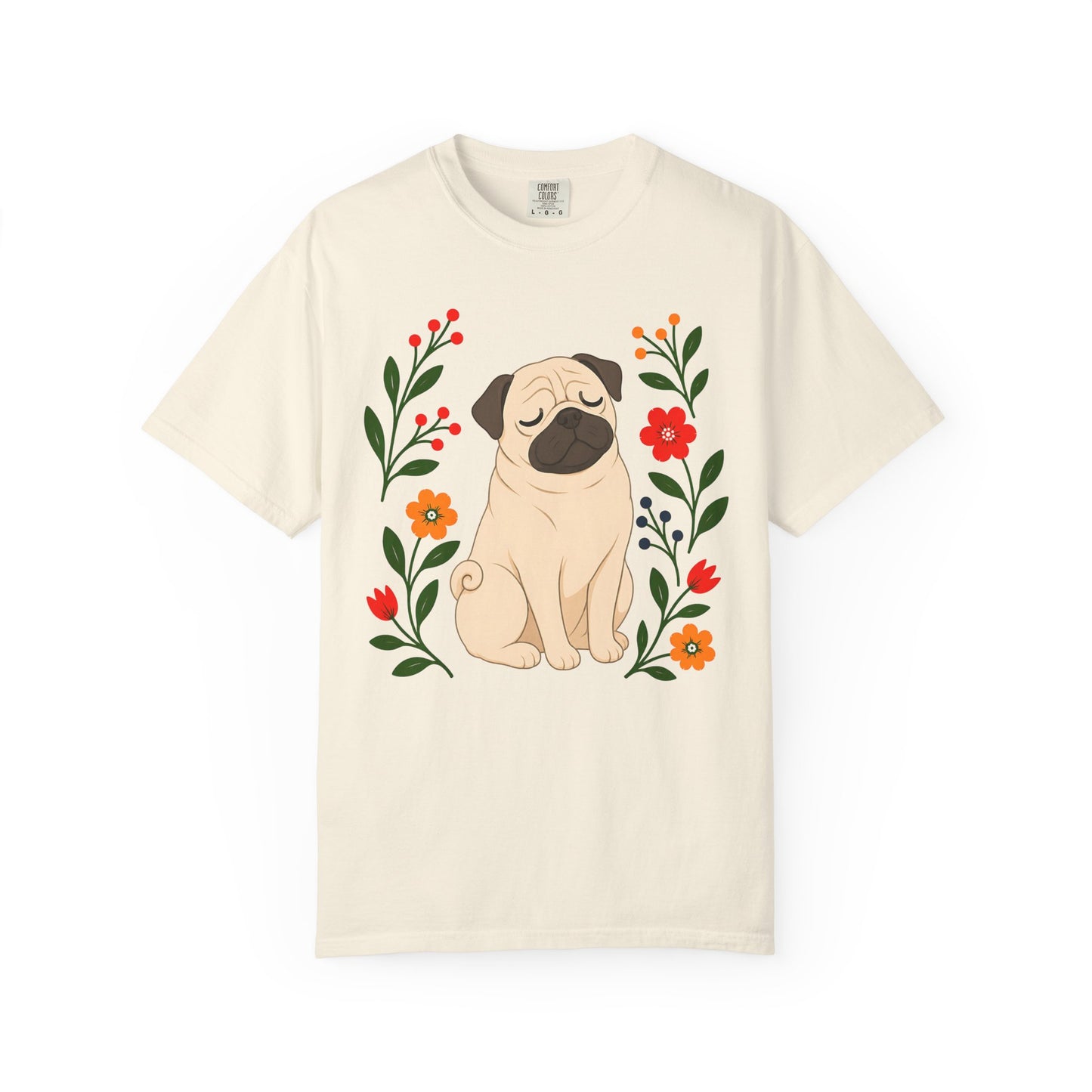 Wildflower Daydreaming Pug T-Shirt