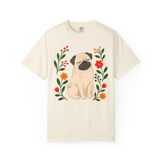 Wildflower Daydreaming Pug T-Shirt