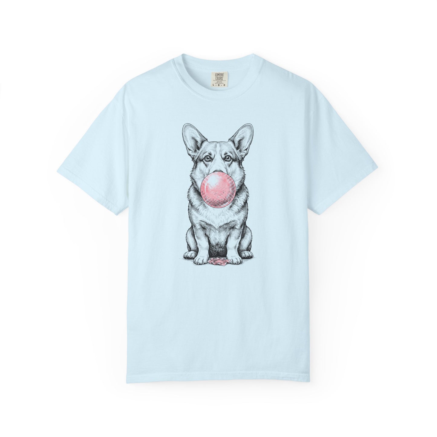 Bubblegum Corgi T-Shirt in Chambray from When Dogs Fly