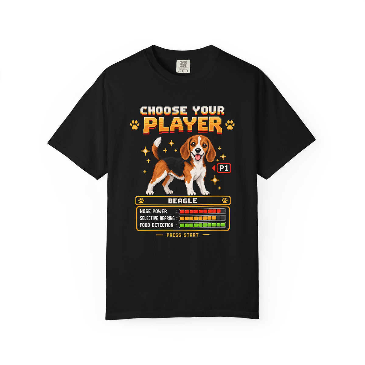 Choose Your Player Beagle T-Shirt in Black from When Dogs Fly