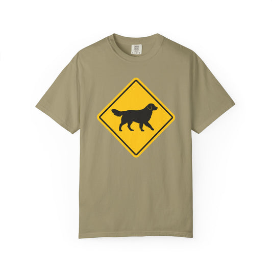Golden Retriever Dog Crossing T-Shirt in Khaki from When Dogs Fly