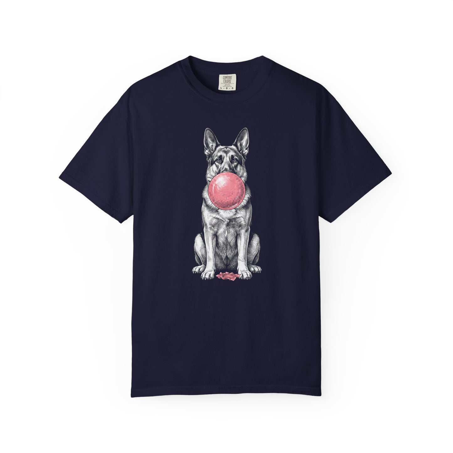 Bubblegum German Shepherd T-Shirt in True Navy from When Dogs Fly