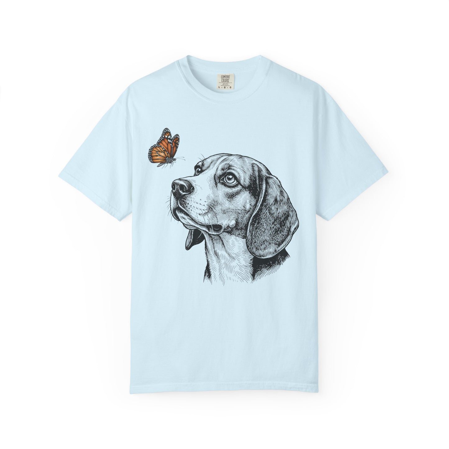 Hello Butterfly Beagle T-Shirt in Chambray from When Dogs Fly