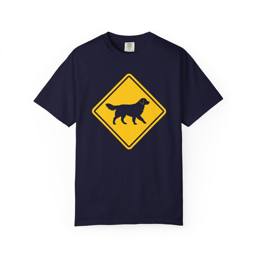 Golden Retriever Dog Crossing T-Shirt in True Navy from When Dogs Fly