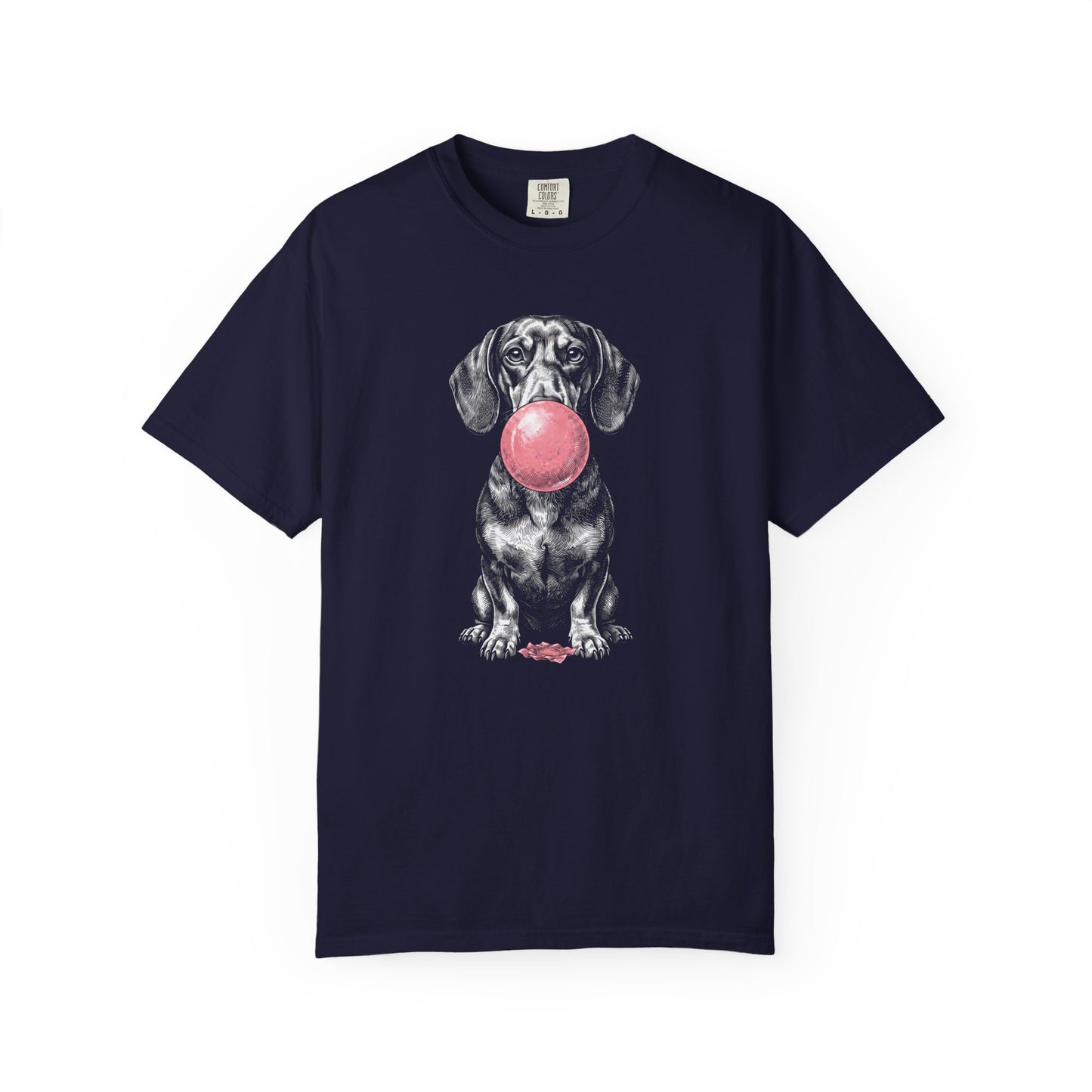 Bubblegum Dachshund T-Shirt in True Navy from When Dogs Fly