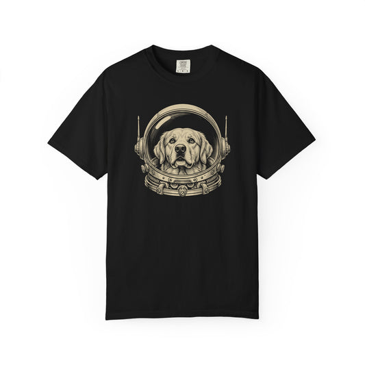 Astronaut Golden Retriever T-Shirt in Black from When Dogs Fly