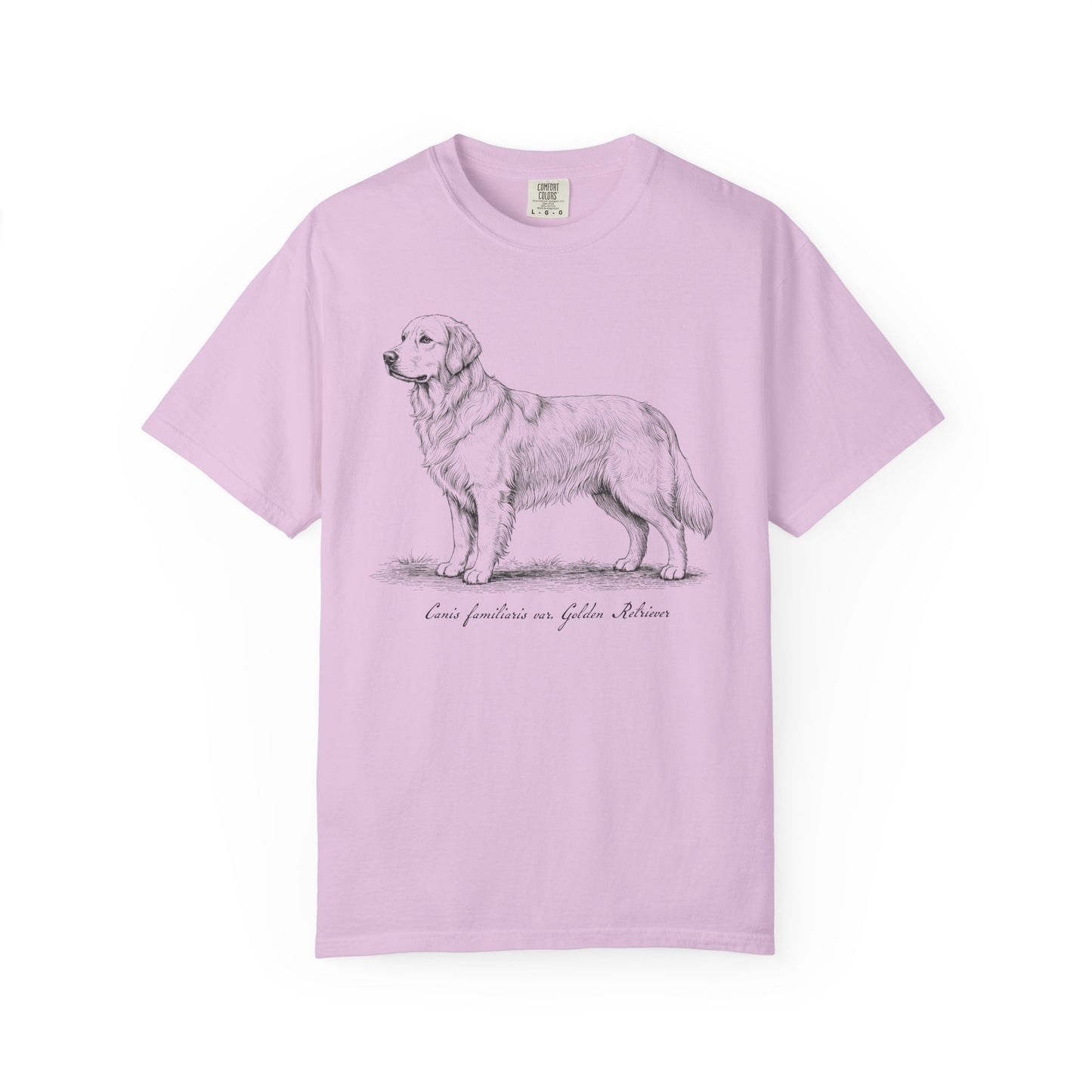 Naturalist’s Notes Golden Retriever T-Shirt in Orchid from When Dogs Fly