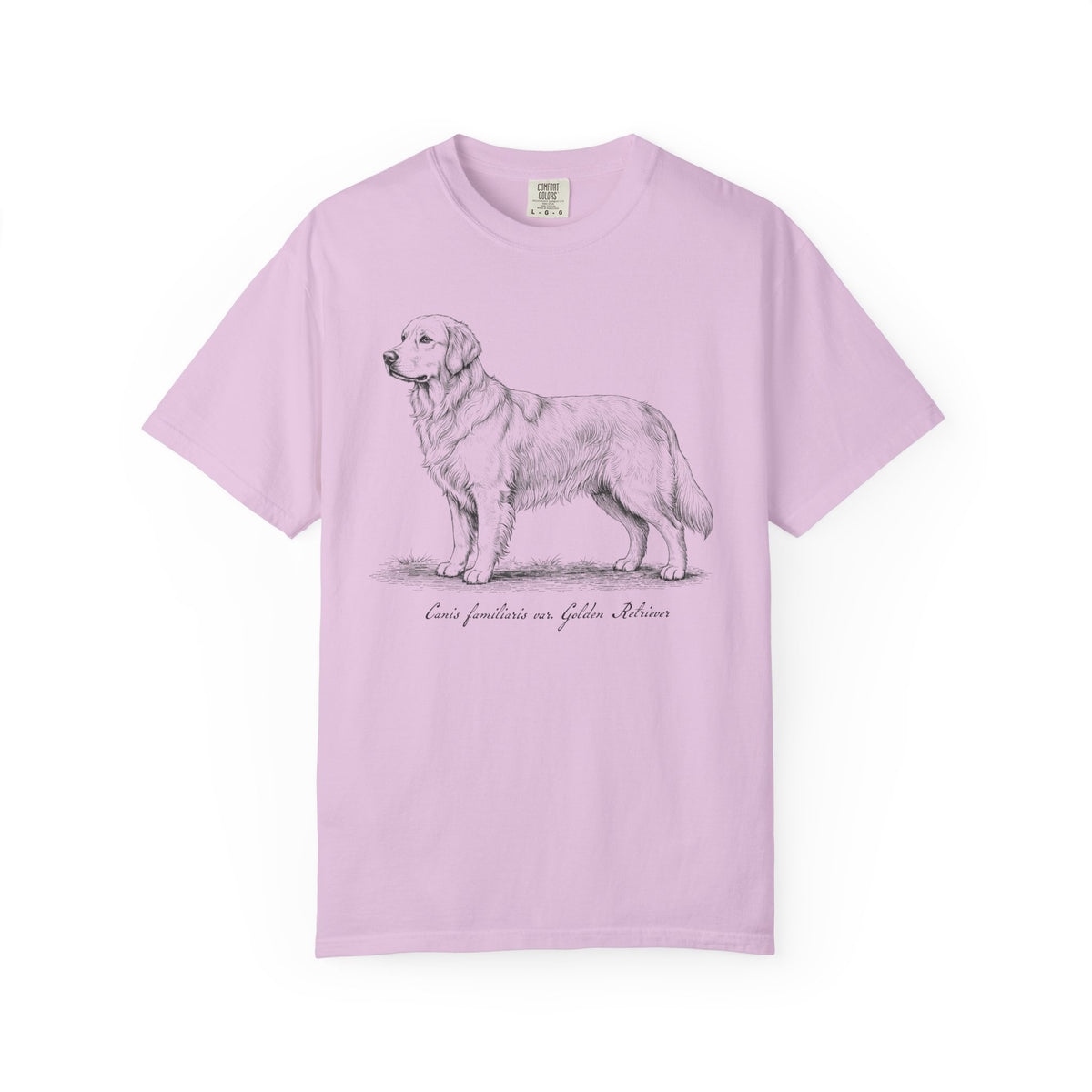 Naturalist’s Notes Golden Retriever T-Shirt in Orchid from When Dogs Fly