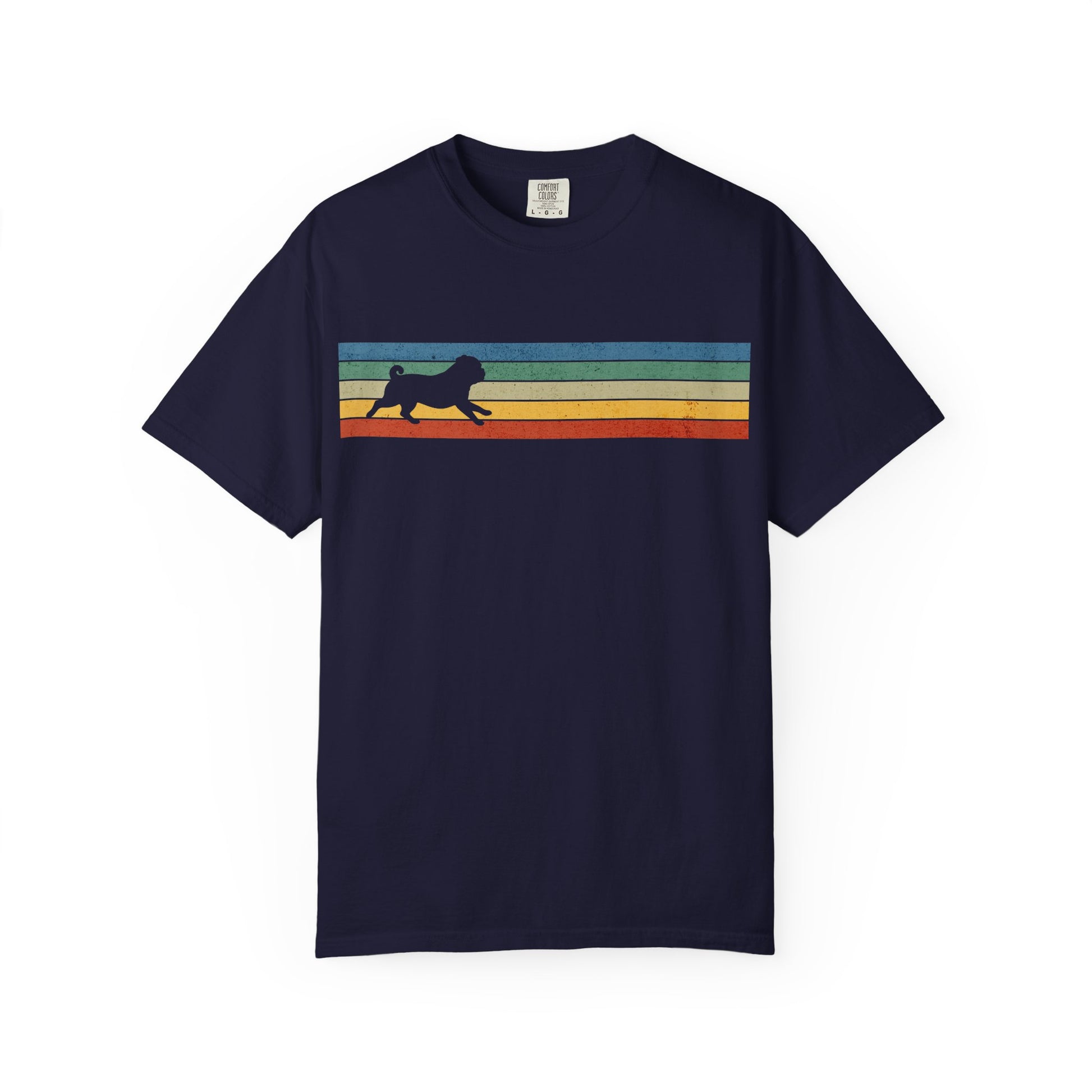 Full Stride Pug T-Shirt in True Navy from When Dogs Fly