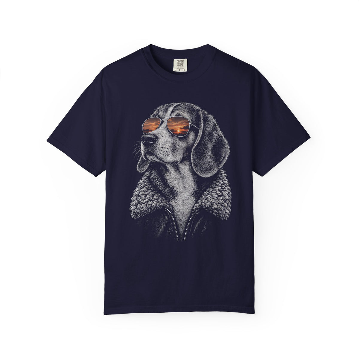 Sunset Aviator Beagle T-Shirt in True Navy from When Dogs Fly
