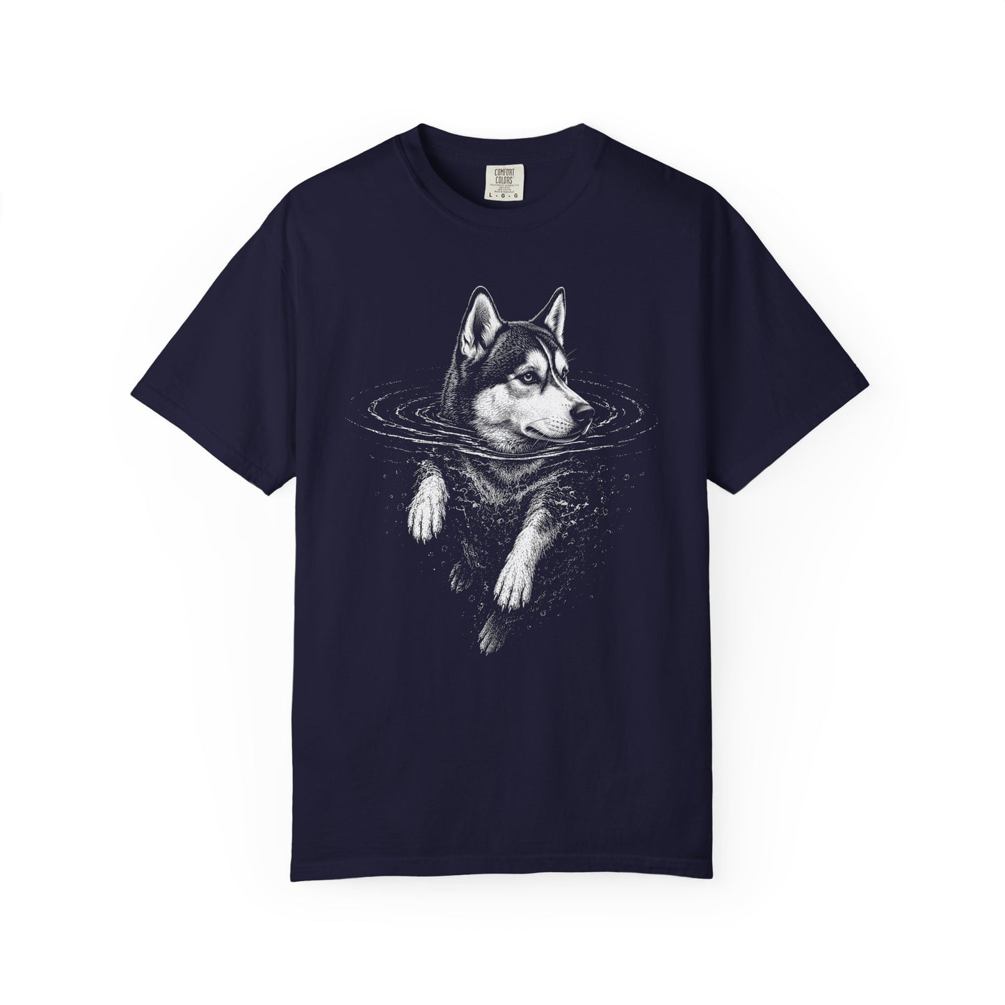 Siberian Husky Dog Paddle T-Shirt in True Navy from When Dogs Fly