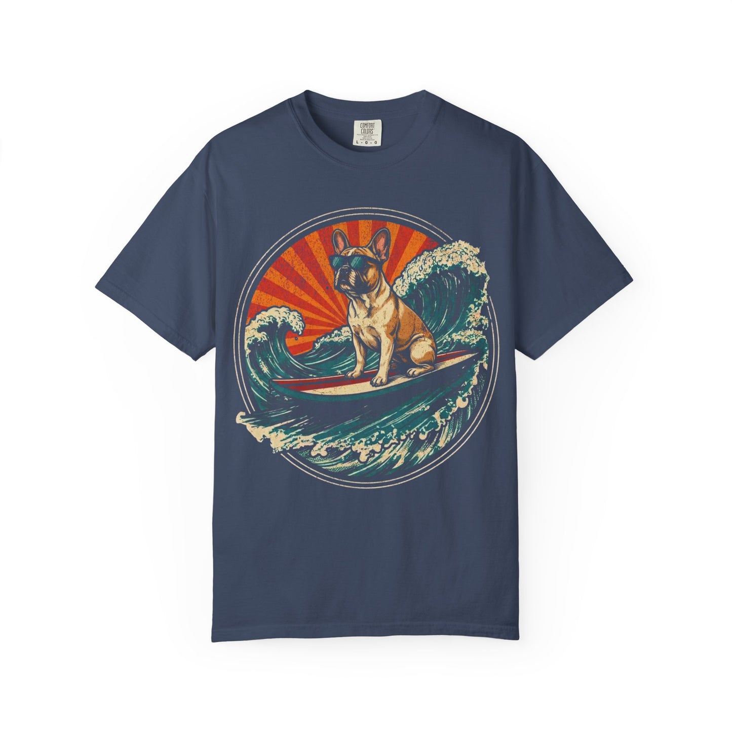 Surf's Up, French Bulldog T-Shirt in Midnight from When Dogs Fly