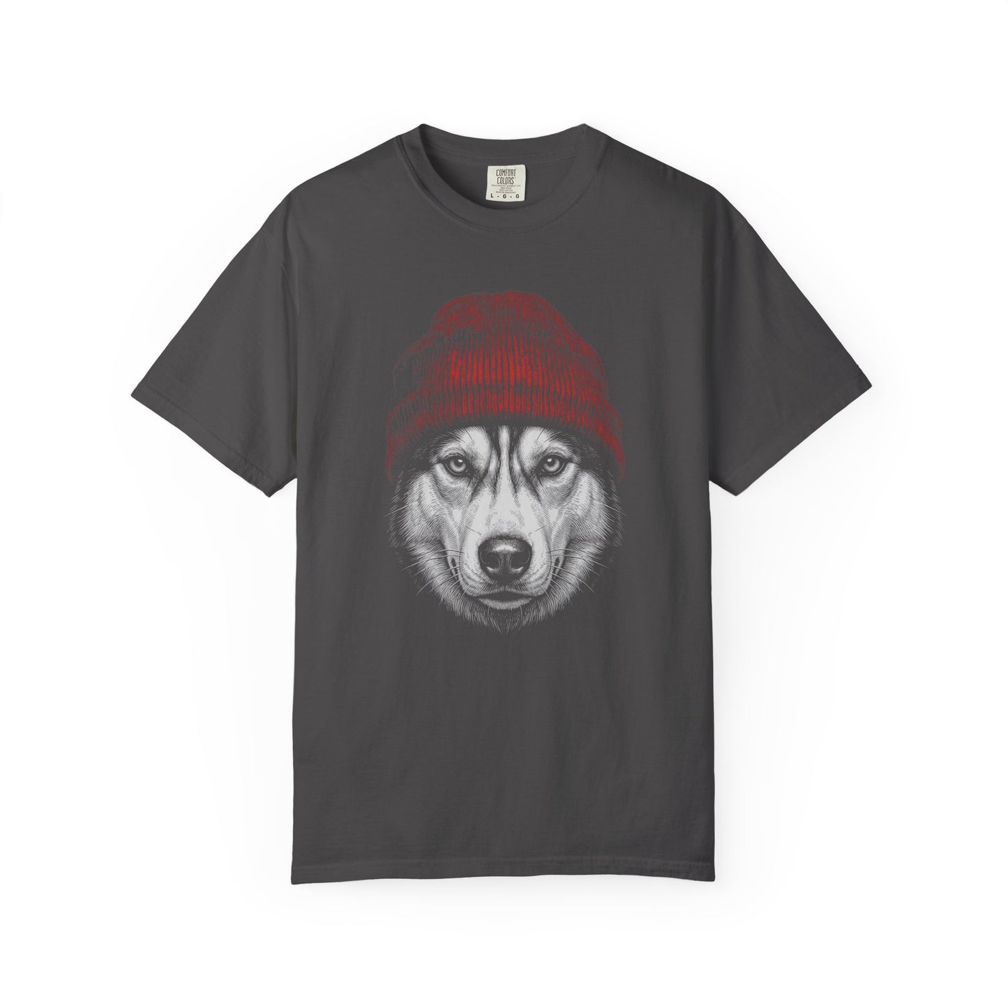 Red Beanie Siberian Husky T-Shirt