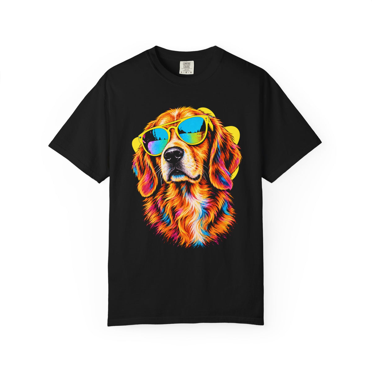 Pawsitively Stylish Golden Retriever T-Shirt in Black from When Dogs Fly
